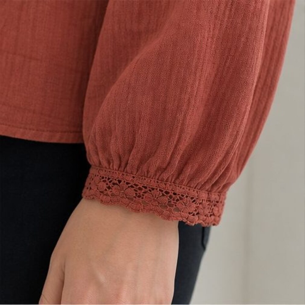 Rust Puff Sleeve Top - Picture 5 of 6
